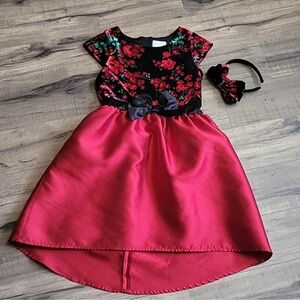Children Place Flower party Dress with headband